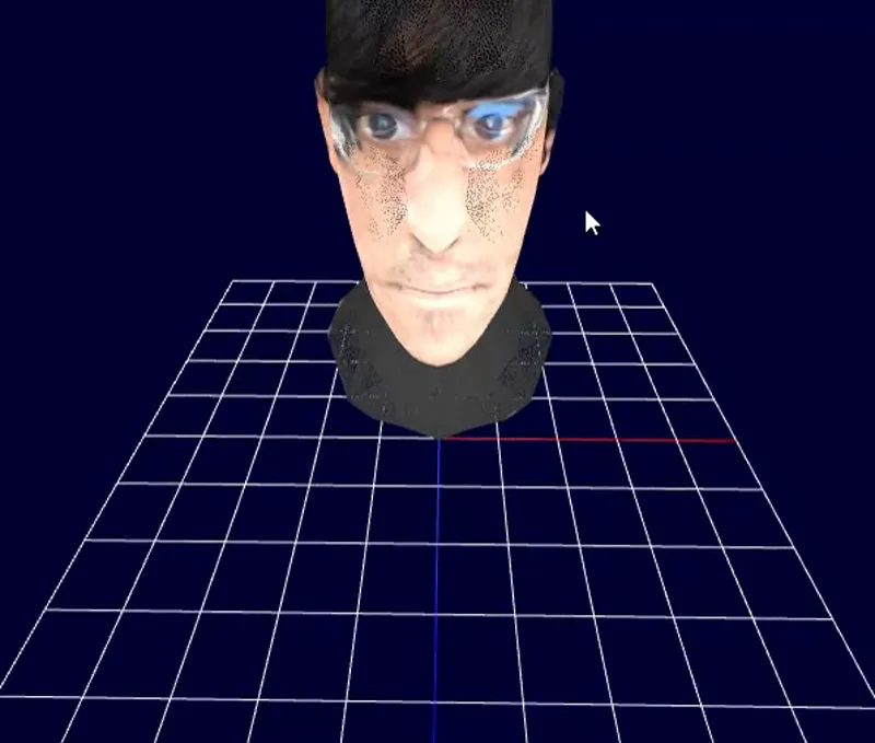 PN-tessellated textured head on a grid, from the PNTrianglesQuads demo recording.